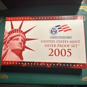 2005 US Mint Silver Proof Set 90% Silver Coins w Box & COA State Quarters